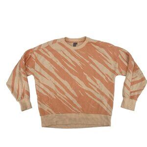 Sweaty Betty Sweatshirt Size M Fleece Tiger Stripe Peach Ivory Cotton